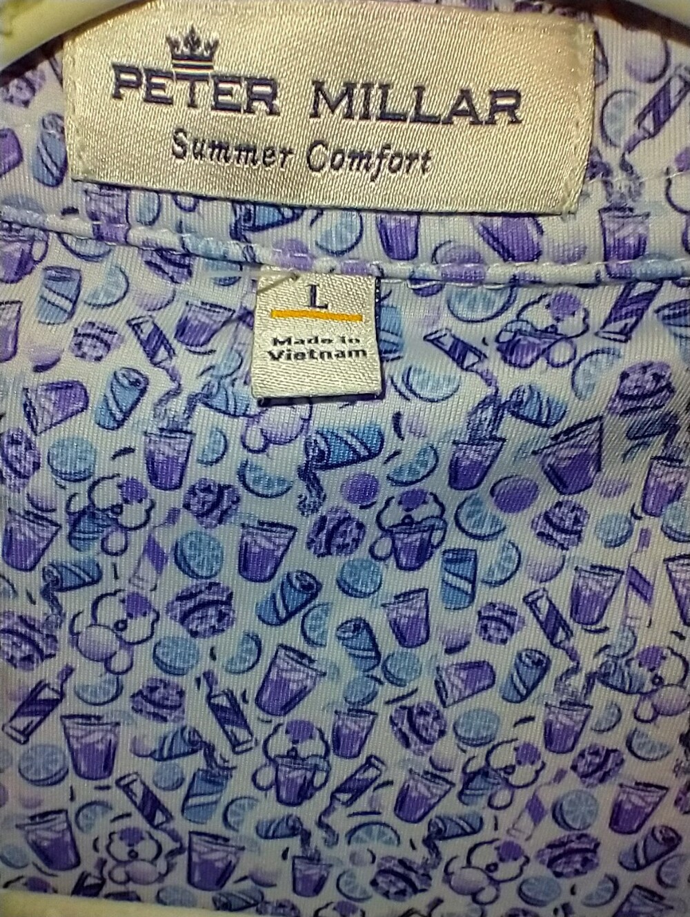 Peter Millar Summer Comfort Cocktail Print Short Sleeve Polo Shirt Men's sz L - Picture 4 of 6